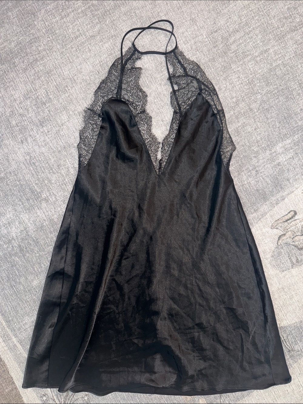 Victoria's Secret Black Lace Mesh Chemise Slip Dress 2010s